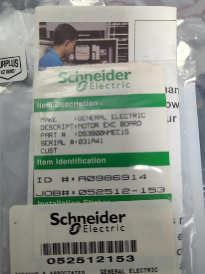 Used GE,DS3800NMEC1G,MOTOR EXCITER CONTROL BOARD PRE-OWNED