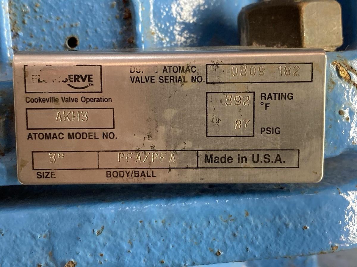 Used Flowserve,AKH3,Flanged Chemical Ball Valve 3" 87 PSIG