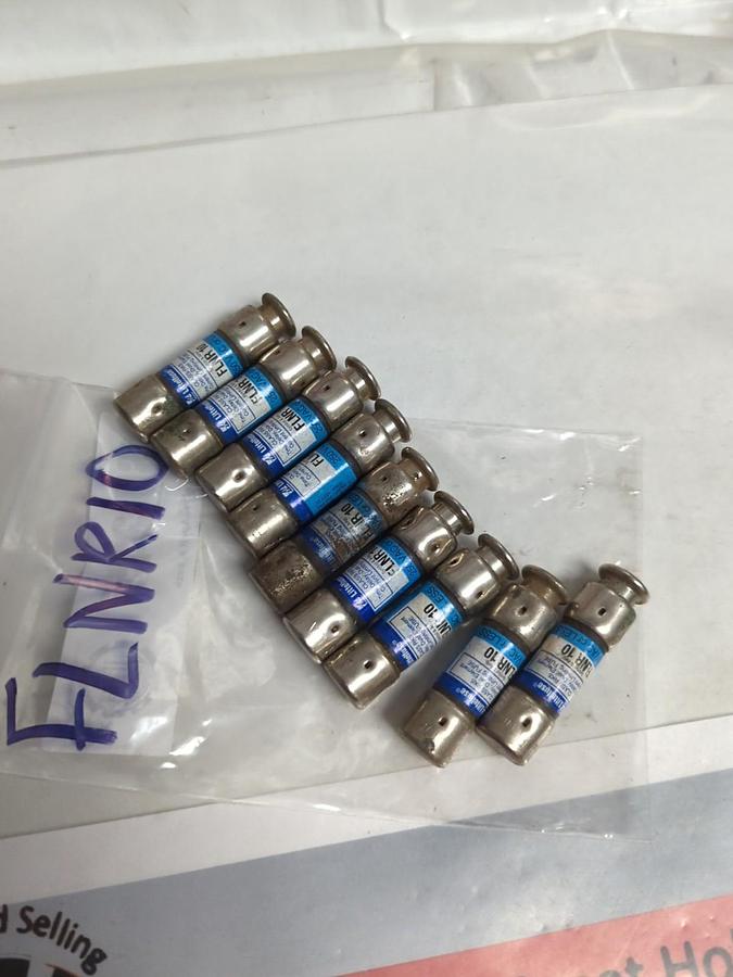 Used LITTELFUSE,FLNR10,TIME-DELAY 10 AMP FUSE LOT OF 9 PRE-OWNED