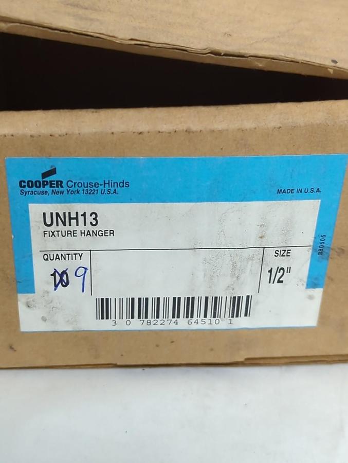 COOPER CROUSE-HINDS,UNH13,PENDANT MOUNT FIXTURE HANGER/HOOK 1/2 IN BOX OF 9 PCS