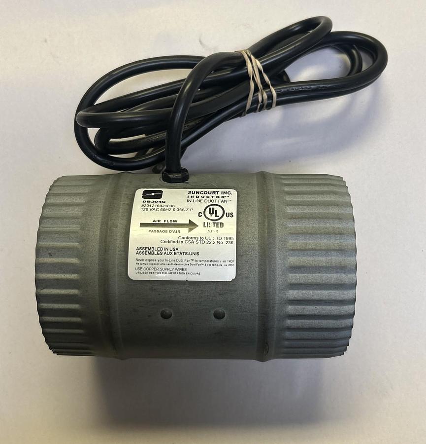 Used SUNCOURT,DB204C,IN-LINE DUCT FAN