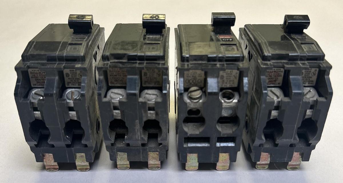 Used SQUARE D,QO240,CIRCUIT BREAKER 40A 120/240V 2P LOT OF 4