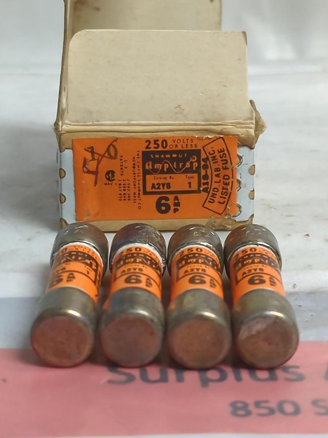 CHASE SHAWMUT,A2Y6,AMP-TRAP 6 AMP FUSES BOX OF 4 NOS