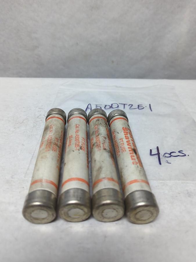 Used FERRAZ SHAWMUT,A500T2E-1,PTE FUSE 2E AMP LOT OF 4 PRE-OWNED