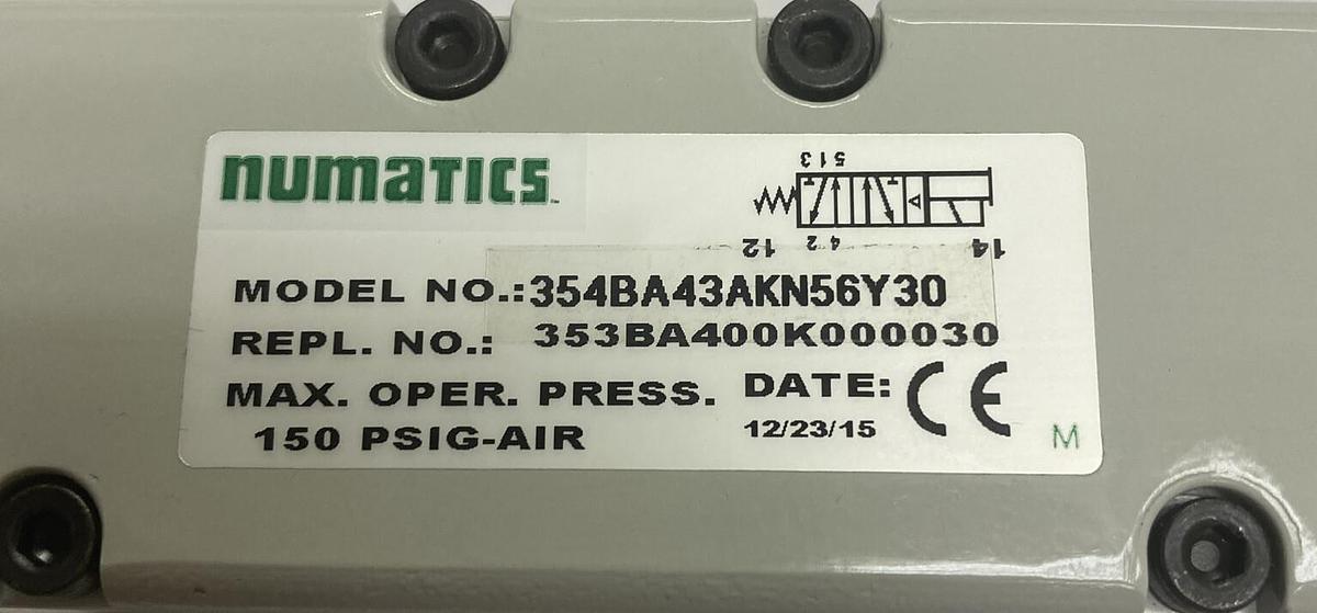 Used Numatics,354BA43AKN56Y30,Solenoid Valve