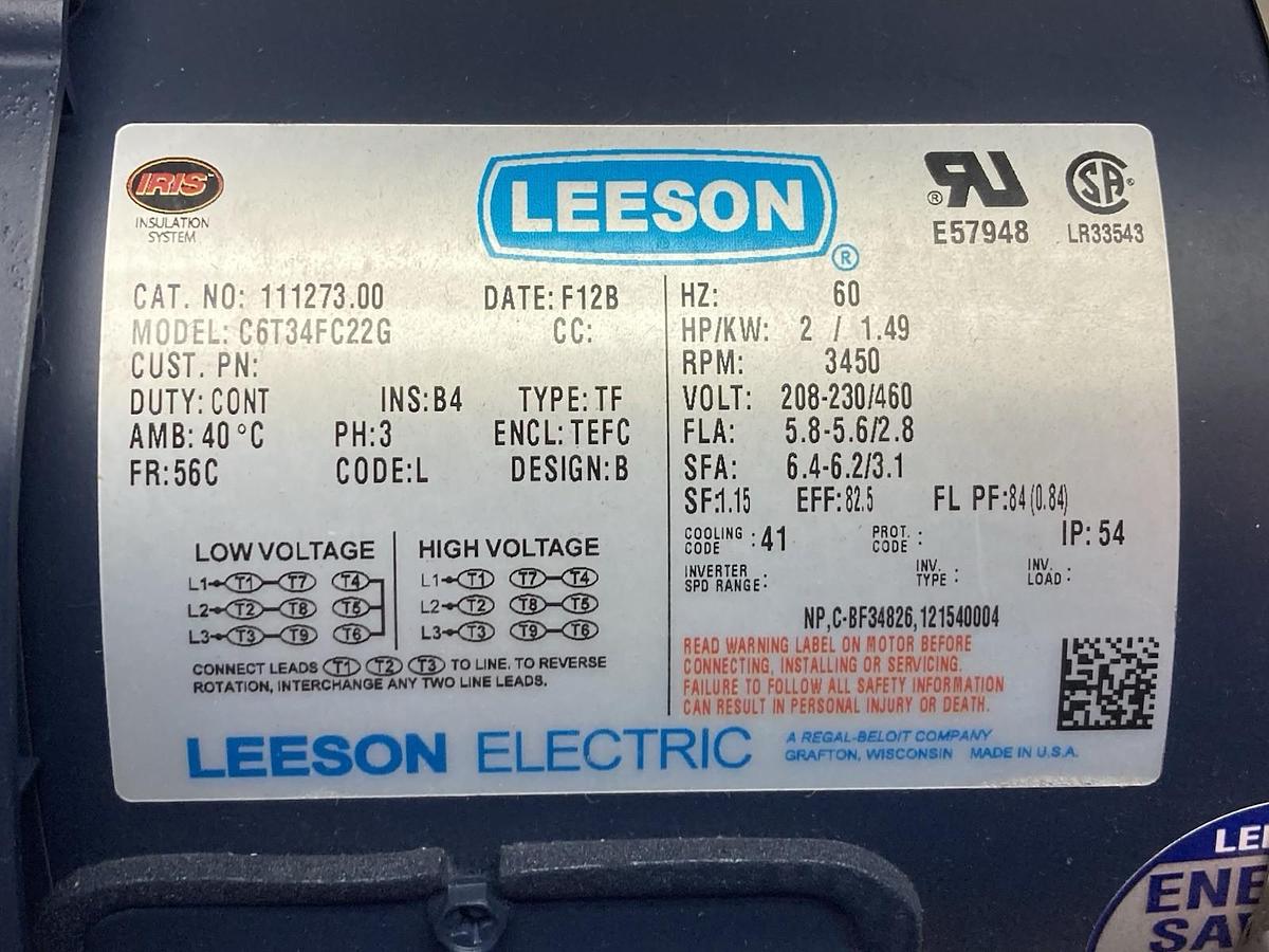 Rockwell,2 Inch,Centrifugal Pump w/Leeson 3-Phase 3450rpm 2Hp Fr:56C