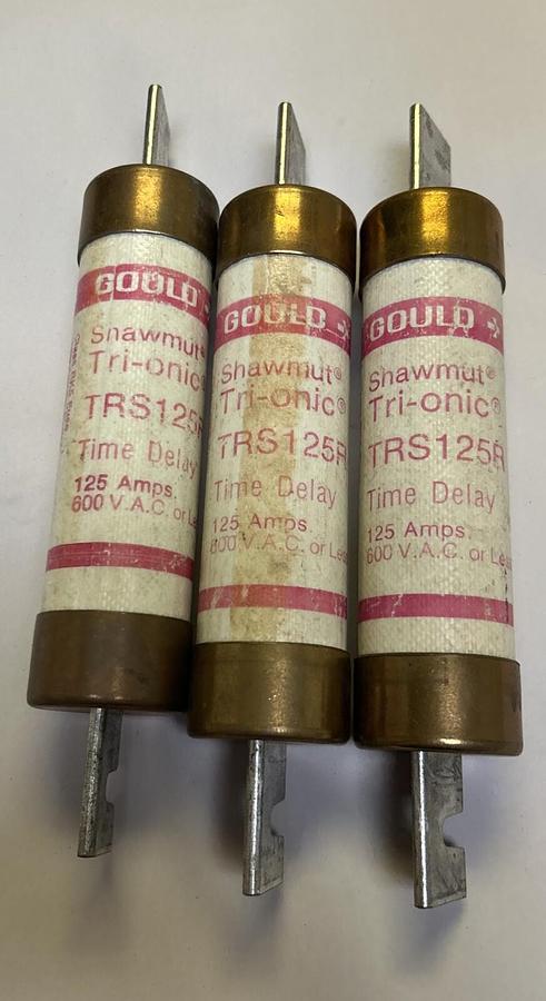 Used GOULD SHAWMUT,TRS125R,TIME DELAY FUSE 125A 600V LOT OF 3