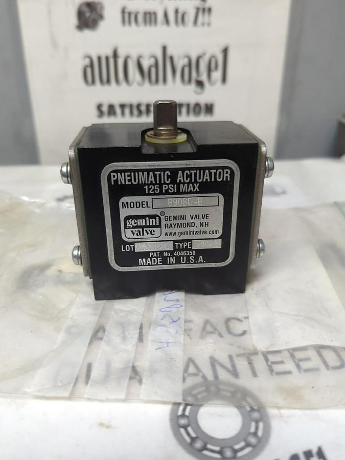 GEMINI VALVE,B90BD-B,TYPE CW-C PNEUMATIC ACTUATOR 125 PSI NOS
