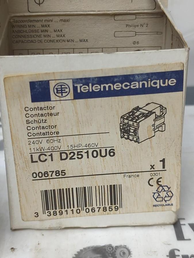TELEMECANIQUE,LC1-D2510U6,CONTACTOR 240V/60HZ NEW