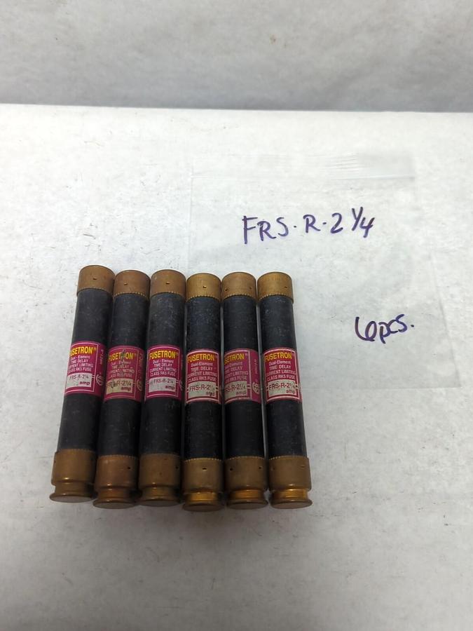 Used COOPER BUSSMANN,FRS-R-2-1/4,FUSETRON 2-1/4 AMP FUSE LOT OF 6 PRE-OWNED