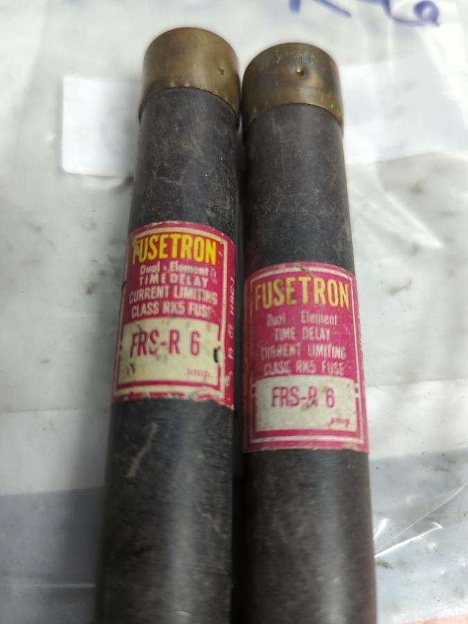 Used COOPER BUSSMANN,FRS-R-6,FUSETRON 6 AMP FUSE LOT OF 2 PRE-OWNED