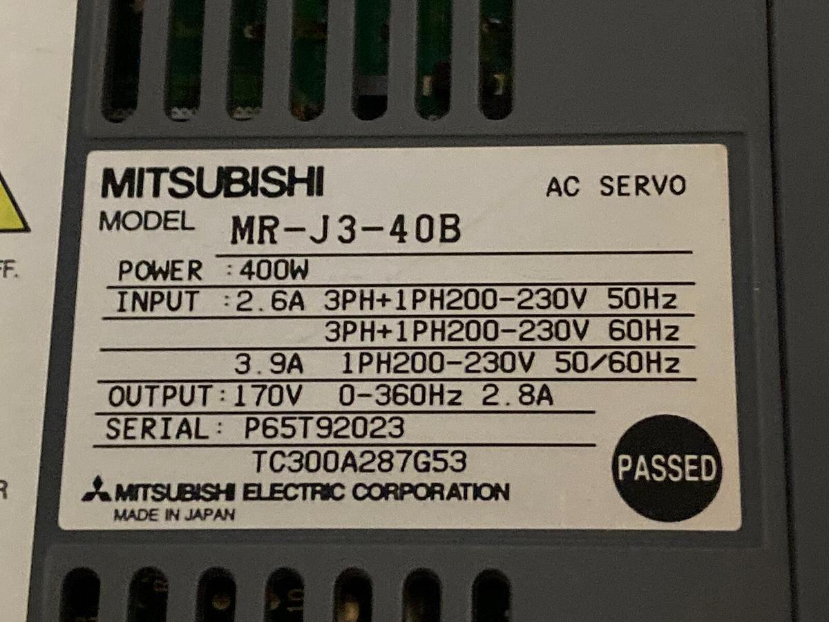 Used MITSUBISHI,MR-J3-40B,AC SERVO AMPLIFIER 400W, 170V