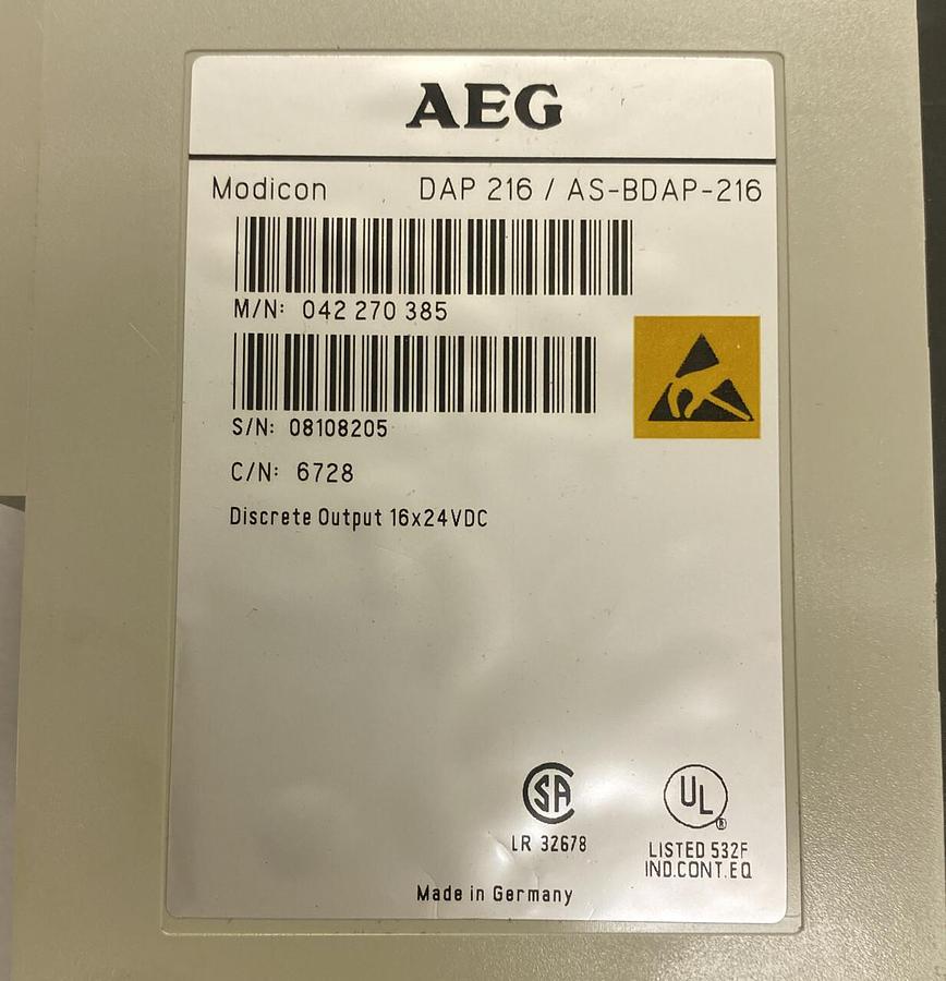 Used MODICON,AS-BDAP-216,OUTPUT MODULE LOT OF 2