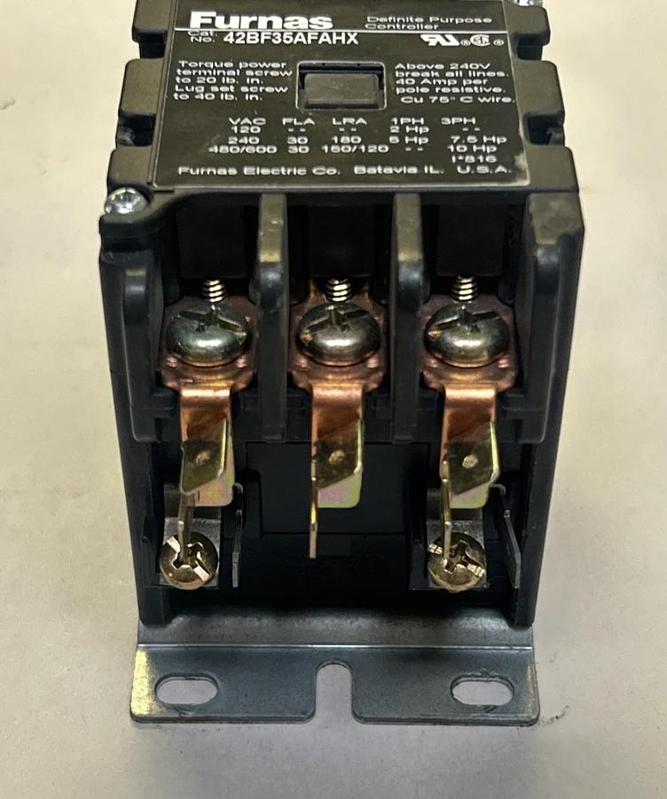 Used FURNAS,42BF35AFAHX,DEFINITE PURPOSE CONTROLLER CONTACTOR 40A 120V 3P