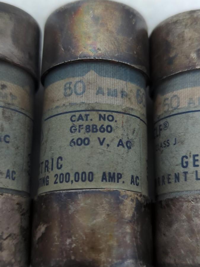 Used GENERAL ELECTRIC,GF8B60,CLASS J FUSE 60 AMP LOT OF 4 PRE-OWNED