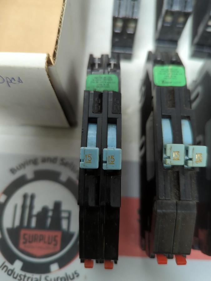 Used ARROW HART,TYPE CB,CIRCUIT BREAKER 15 AMP 2-POLE LOT OF 10 PRE-OWNED