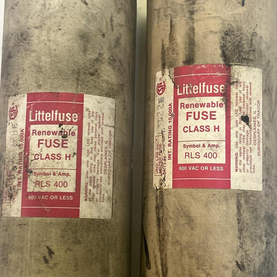 Used LITTELFUSE,RLS400,FUSE 400A 600V LOT OF 2