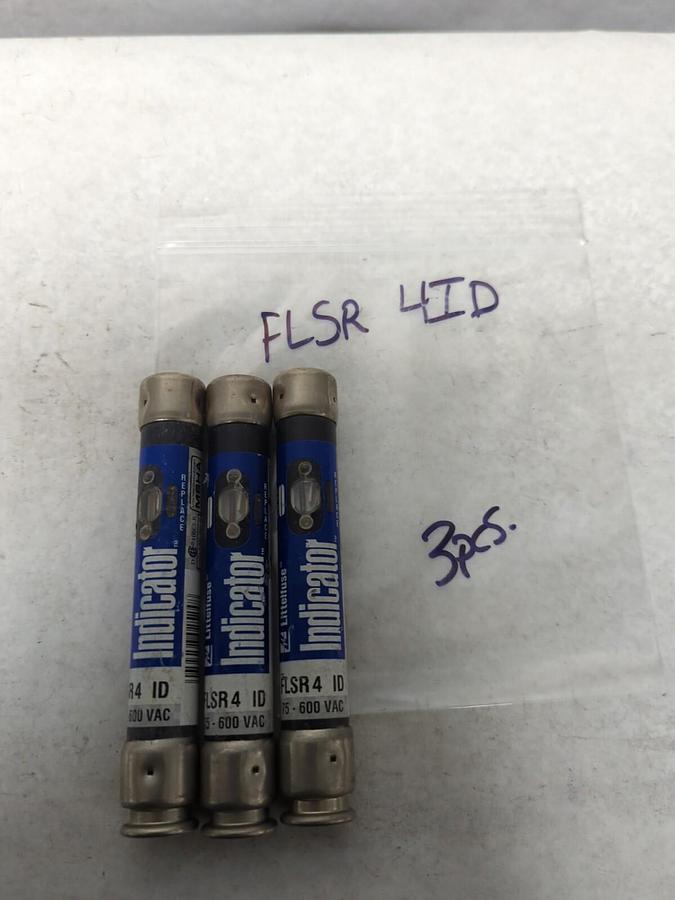 Used LITTELFUSE,FLSR4ID,INDICATOR 4 AMP FUSE LOT OF 3 PRE-OWNED