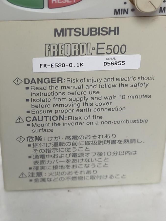 Used MITSUBISHI,FR-E520-0.1K,FREQROL-E500 INVERTER DRIVE PRE-OWNED