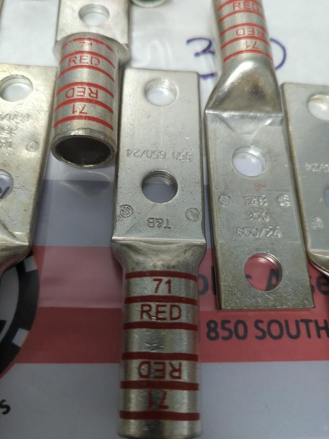 T&B,RED 71,COMPRESSION LUG 2-HOLE 350 650/24 LOT OF 13 NOS