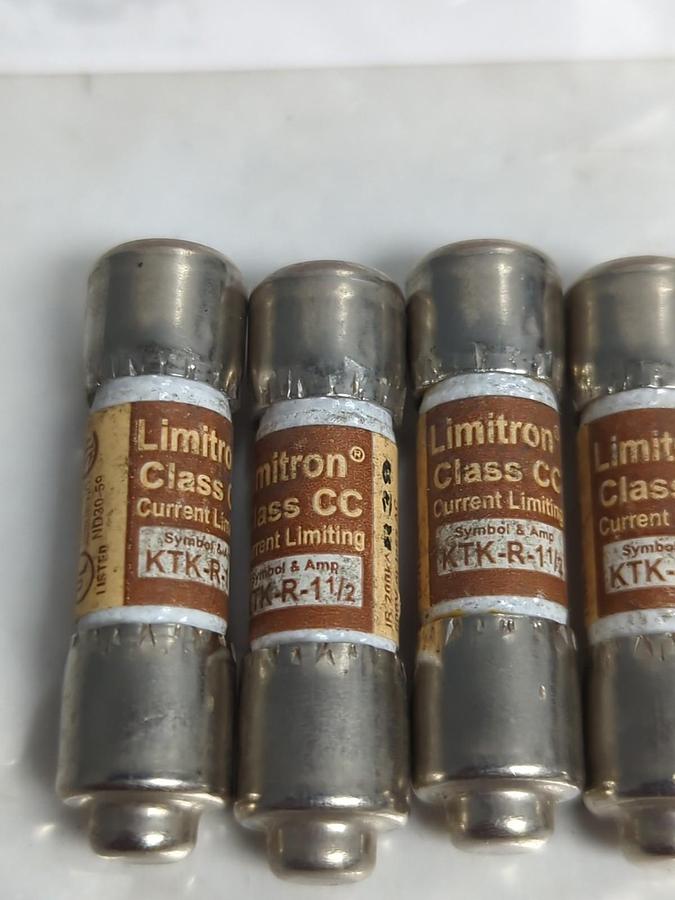 Used COOPER BUSSMANN,KTK-R-1-1/2,LIMITRON 1-1/2 AMP FUSE LOT OF 4 PRE-OWNED
