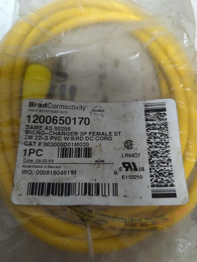 BRAD CONNECTIVITY,1200650170,MICRO-CHANGE CORDSET 3P FEMALE ST NOS