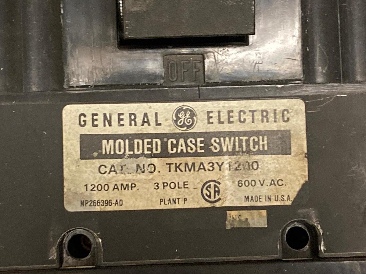 Used General Electric,TKMA3Y1200,3-Pole Molded Case Switch Circuit Breaker 1200A 600V
