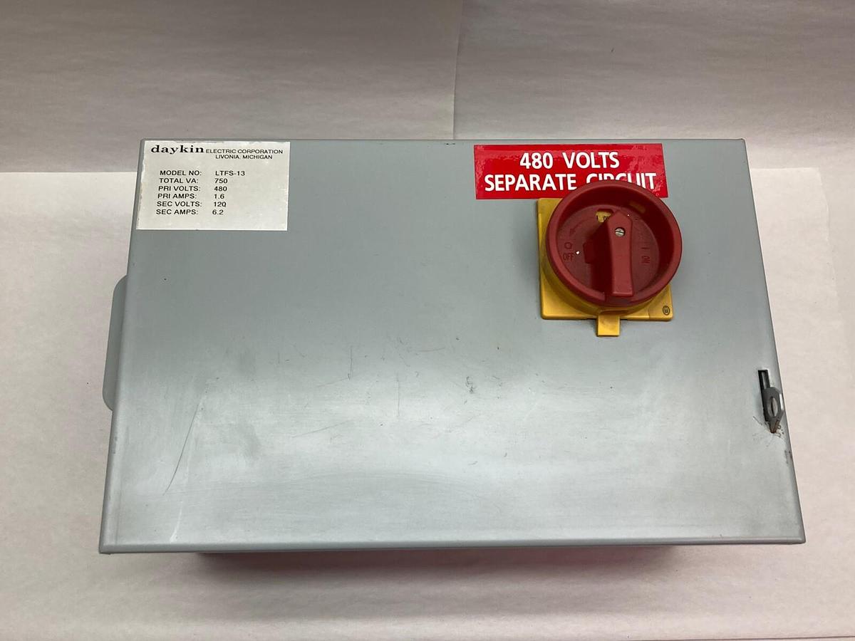 Used Daykin Electric,LTFS-13,Transformer Disconnect 750VA 480V 1.6A