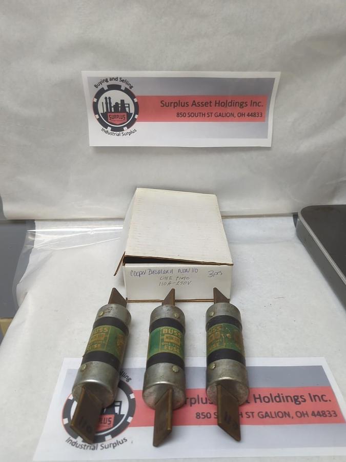 Used COOPER BUSSMANN,NON 110,ONE-TIME 110 AMP FUSE LOT OF 3 PRE-OWNED