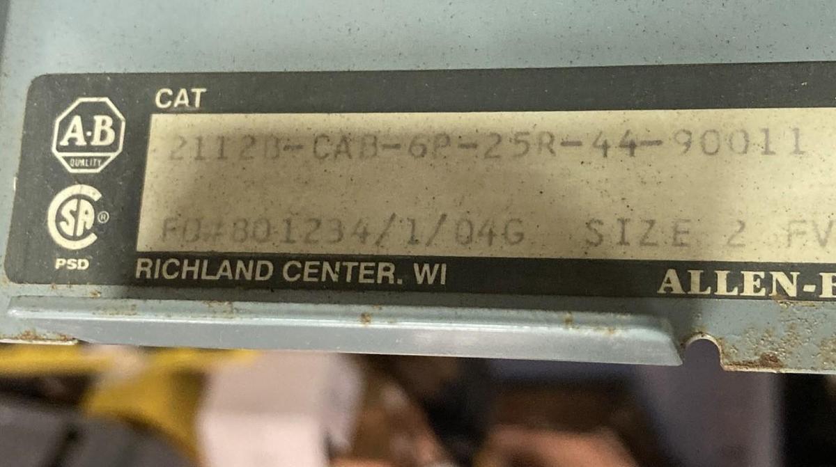 Used Allen-Bradley,2112B FVNR,12 Inch Size 2 FUSED MCC Bucket 480V 60Hz