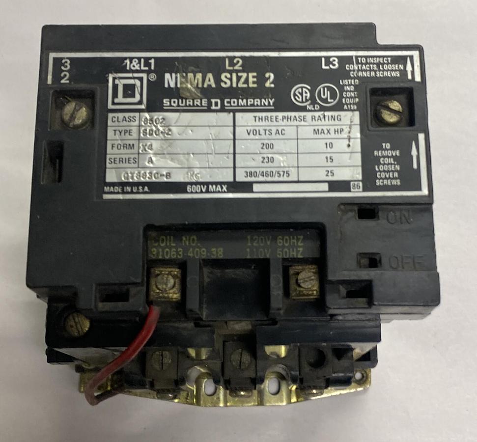 Used Square D,8502 SD0-2,Series A Contactor