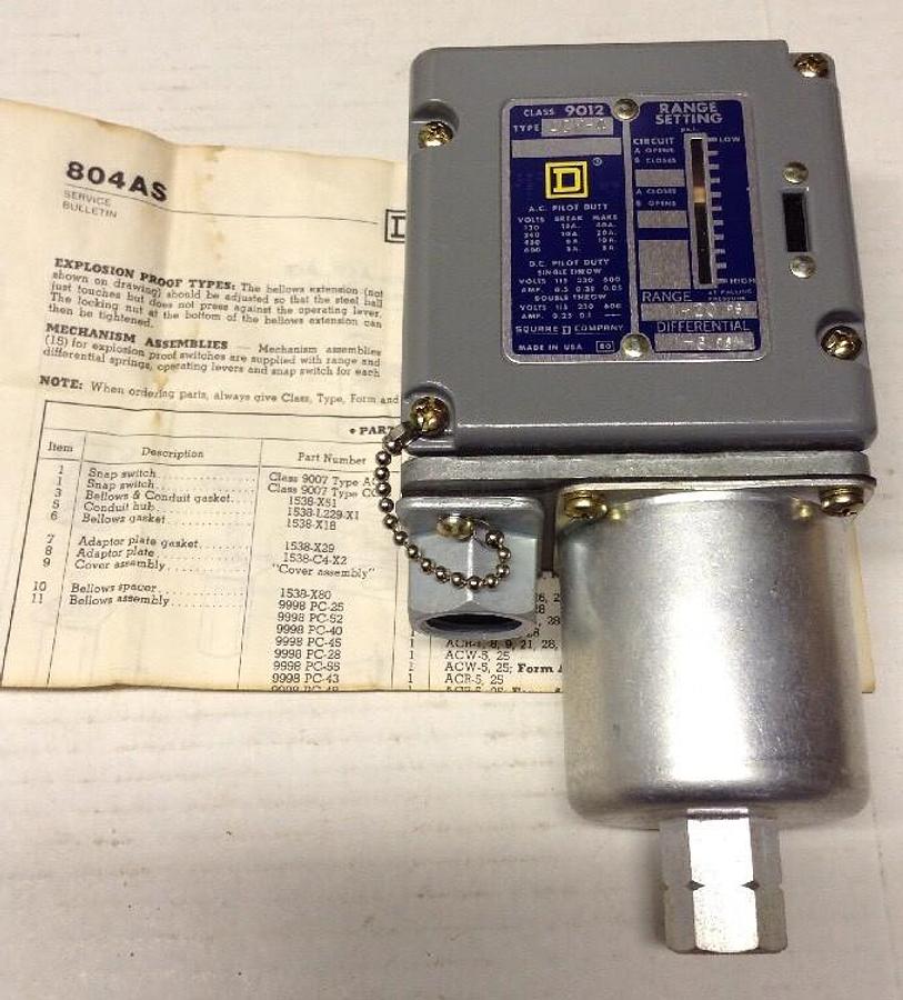 Square,D 9012-ACW-4,Series B Pressure Switch 1-20 PSI