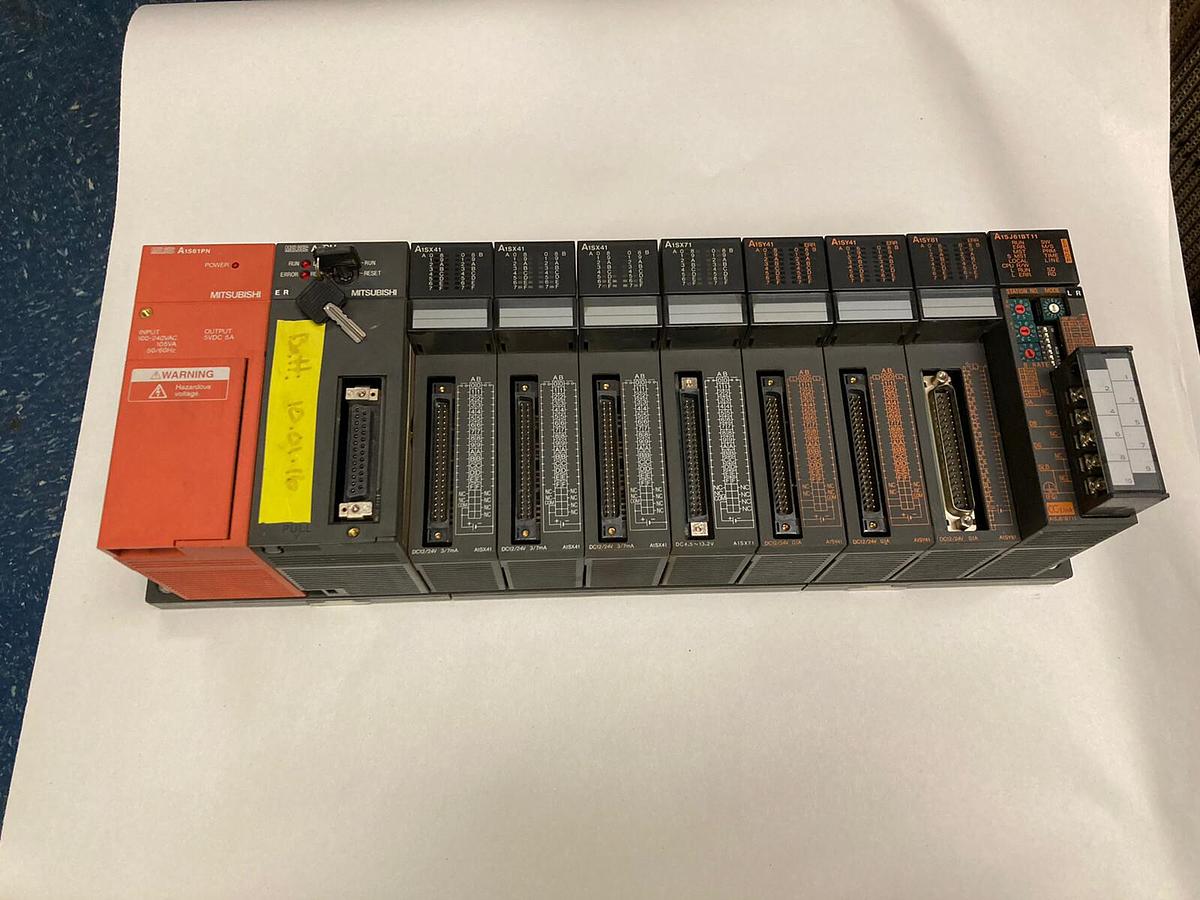 Used Mitsubishi,A1S61PN A2USHCPU A1SX41 (x3) A1SX71 A1SY41 A1SY81 A1SJ61BT11,Rack