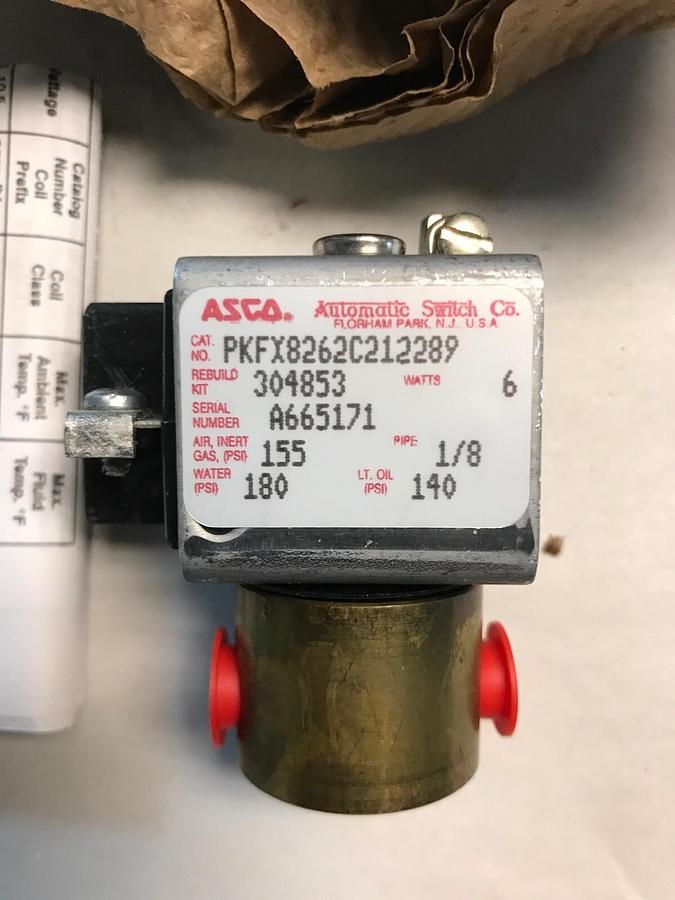 Used ASCO,PKFX8262C212289,Solenoid Valve 120V 1/8 INCH