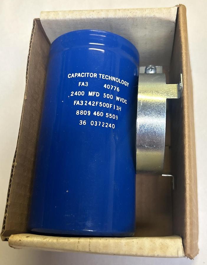 Used CAPACITOR TECHNOLOGY,FA3242F500FI1H,CAPACITOR 2400MFD 500WVDC