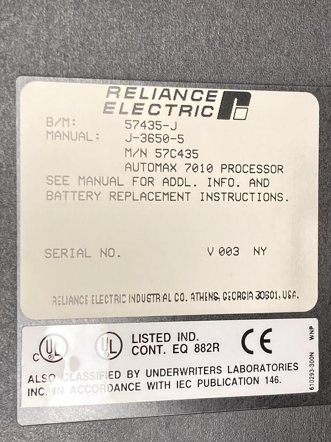 Used Reliance Electric,57C435,Automax 7010 Processor J-3650-5