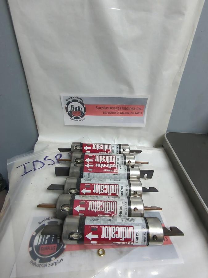 Used LITTELFUSE,IDSR200,INDICATOR 200 AMP FUSE LOT OF 6 PRE-OWNED
