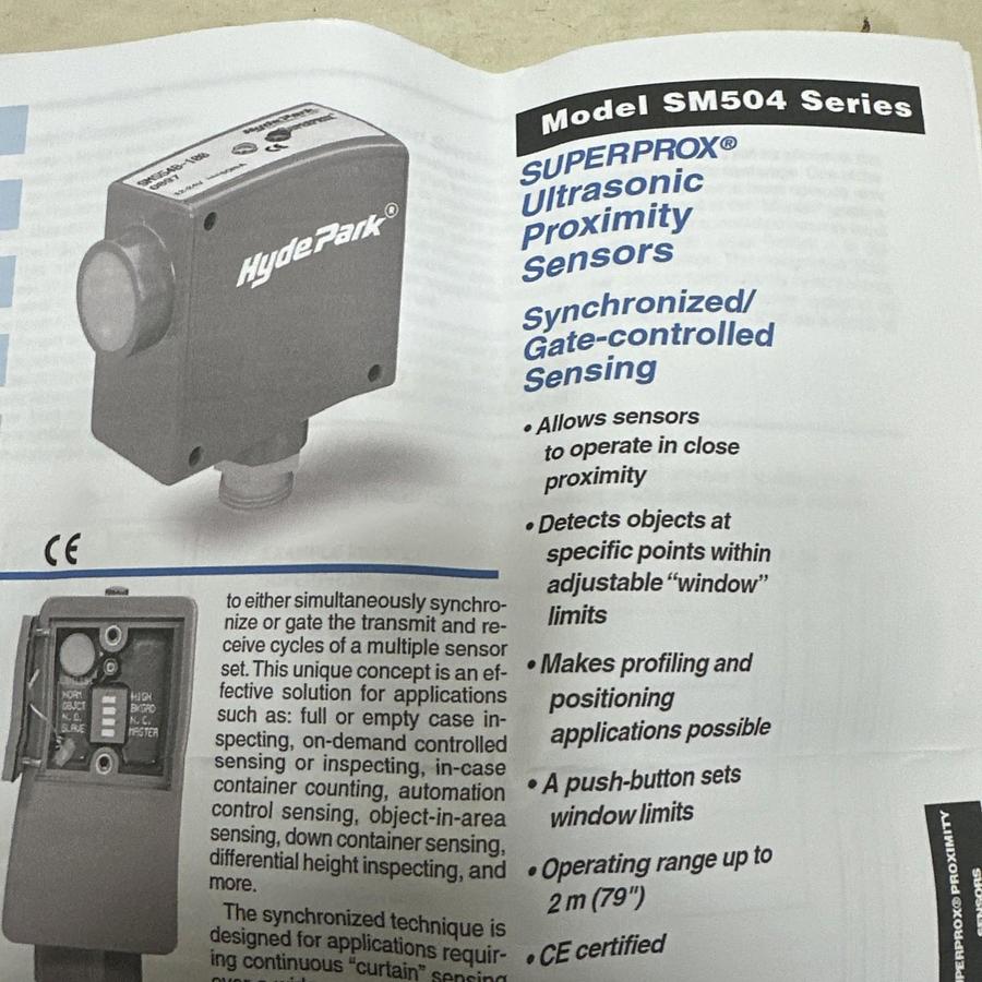Used Hyde Park Superprox,SM504B-100,Ultrasonic Proximity Sensor