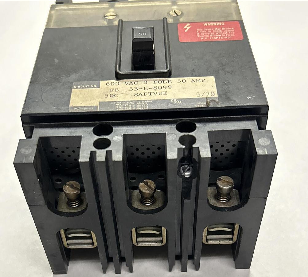 Used SAFTVUE,53-E-8099,CIRCUIT BREAKER 50A 600V 3P