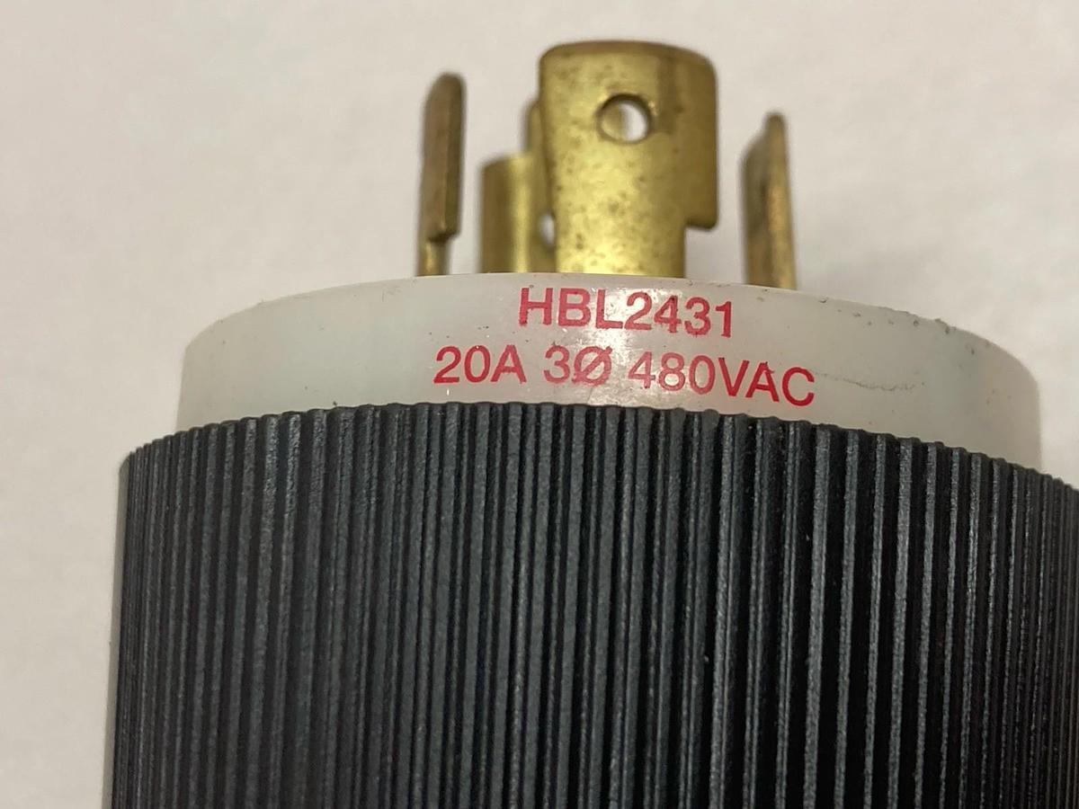 Used Hubbell,HBL2431,Locking Plug 20A 480Vac