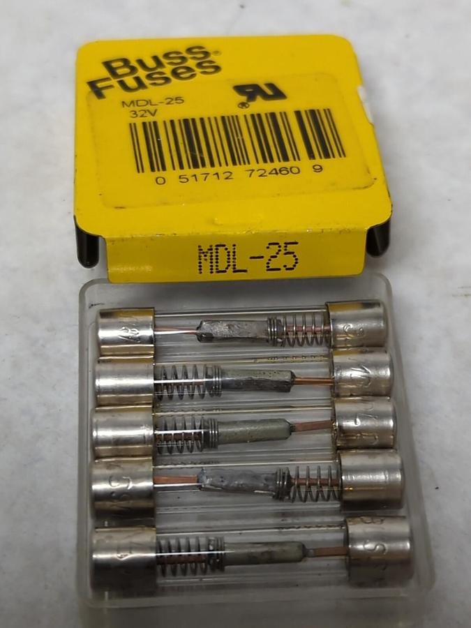 COOPER BUSSMANN,MDL-25,GLASS FUSES PACK OF 5 NOS