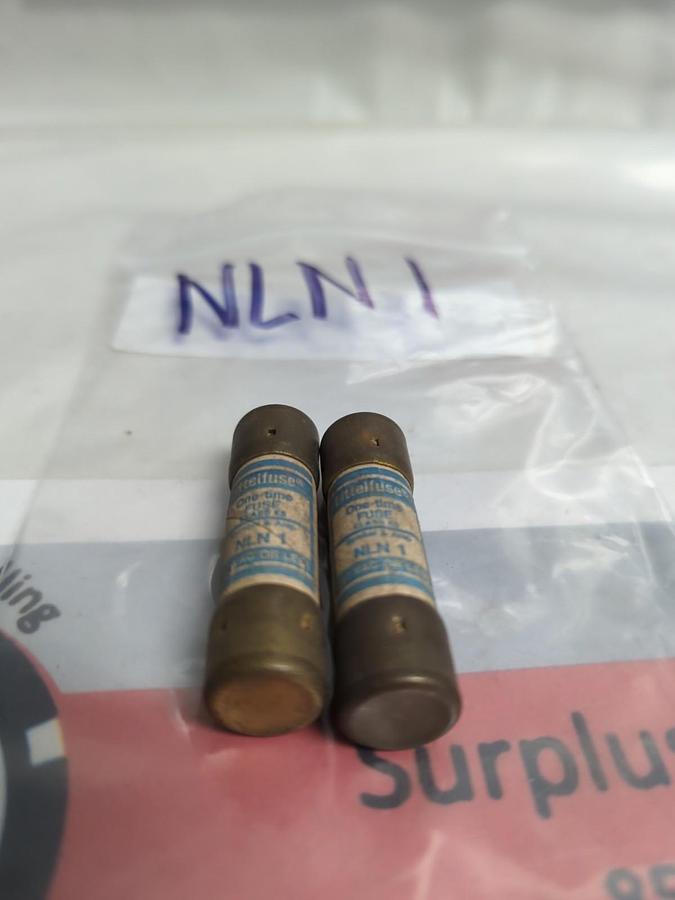 Used LITTELFUSE,NLN1,ONE-TIME 1 AMP FUSE LOT OF 2 PRE-OWNED