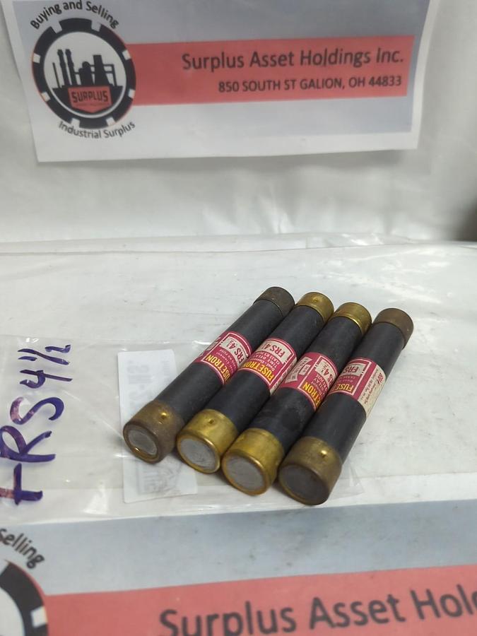 Used COOPER BUSSMANN,FRS-4-1/2,FUSETRON 4-1/2 AMP FUSE LOT OF 4 PRE-OWNED