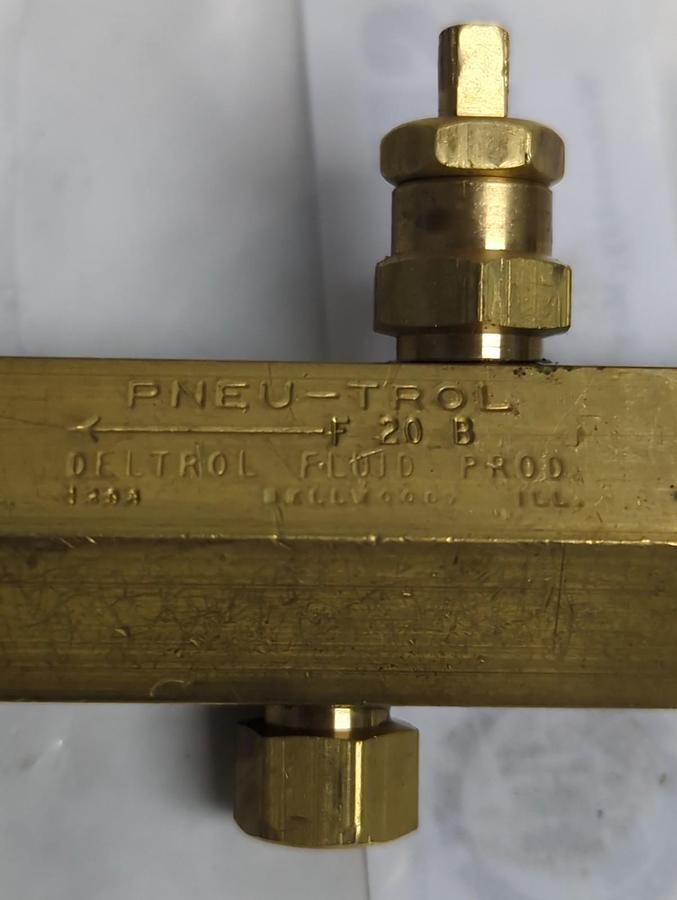 DELTROL,F20 B,PNEU-TROL 3/8 INCH FLOW CONTROL VALVE LOT OF 2 NOS