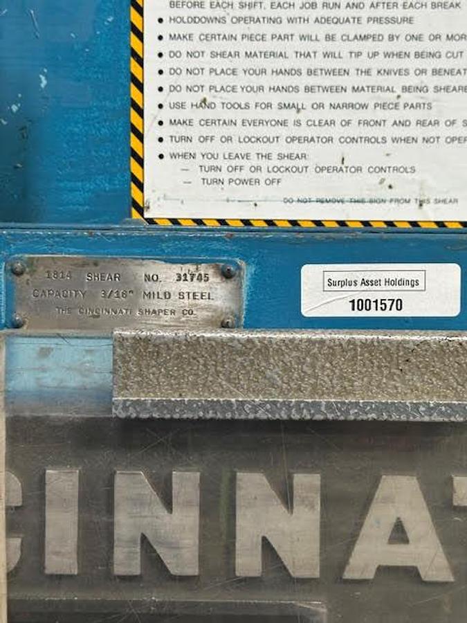 Used Cincinnati 18-14 Shear