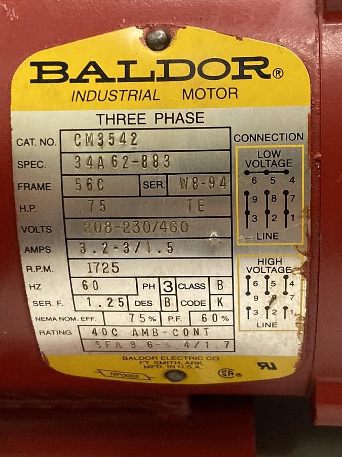 Bell & Gossett,1522 4S,Pump w/Baldor CM3542 0.75 HP Motor 1725 RPM