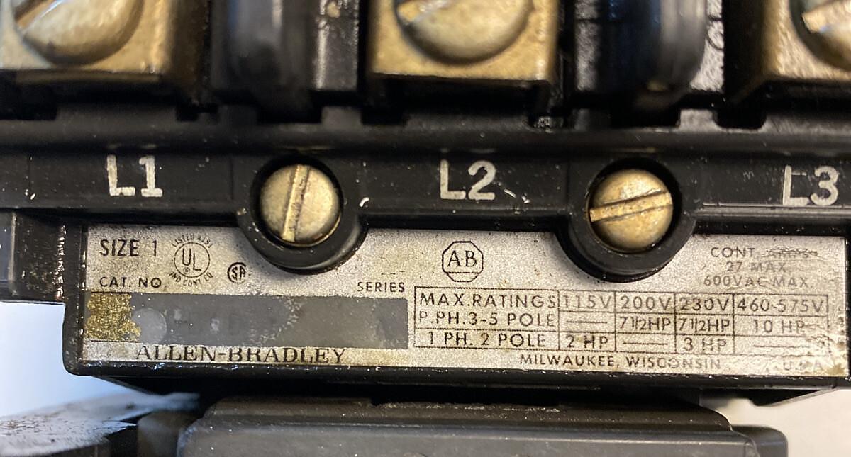 Used Allen-Bradley,509-BOD,Series B Size 1 Motor Starter 27AMP 600V 3 Pole