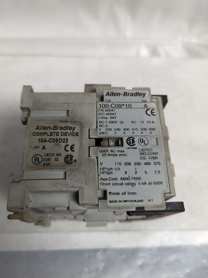 Used ALLEN BRADLEY,104-C09D22,REVERSING STARTER/CONTACTOR PRE-OWNED