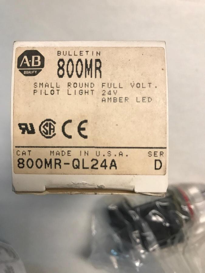 Used Allen Bradley,800MR-QL24A,Series D Amber Pilot light