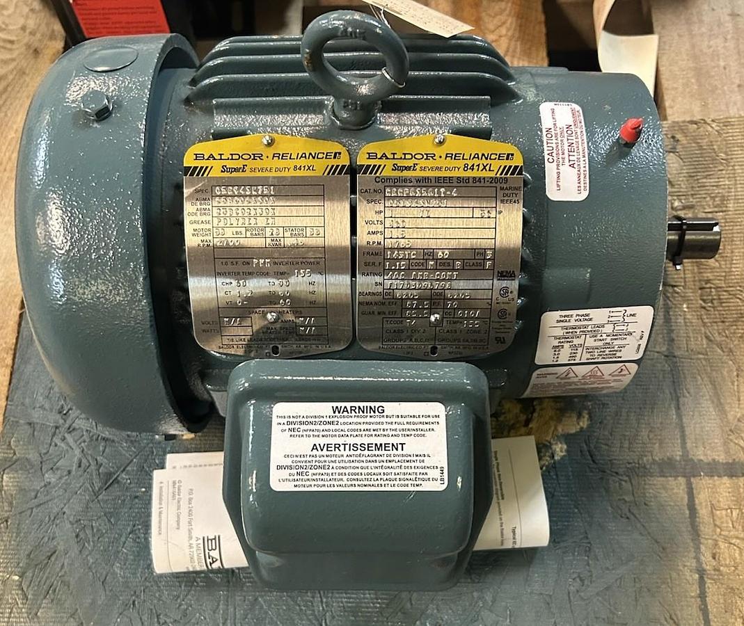 BALDOR,CECP83581T-4,SEVERE DUTY MOTOR 1HP 1765RPM 460V 143TC FRAME NOS